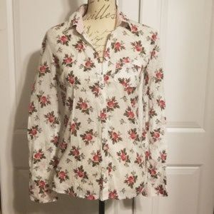 Aeropostale Rose print buttons in back detail shirt
